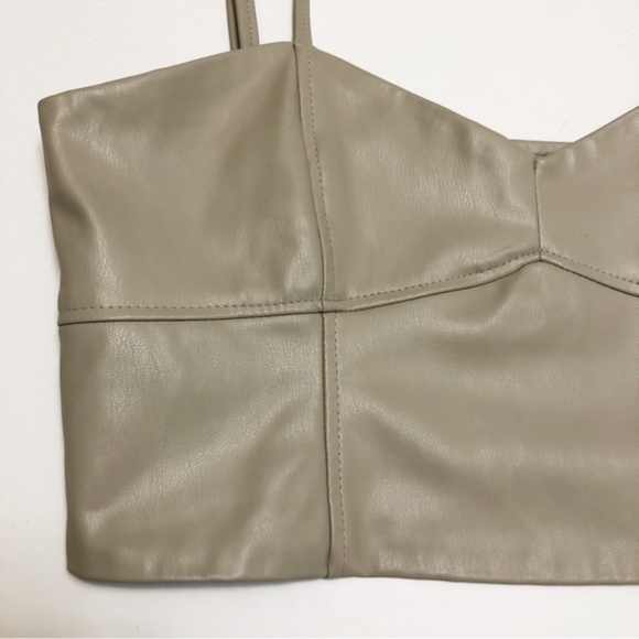 Zara | Faux Leather Bustier Style Beige Crop Tank Top Medium - Picture 3 of 10